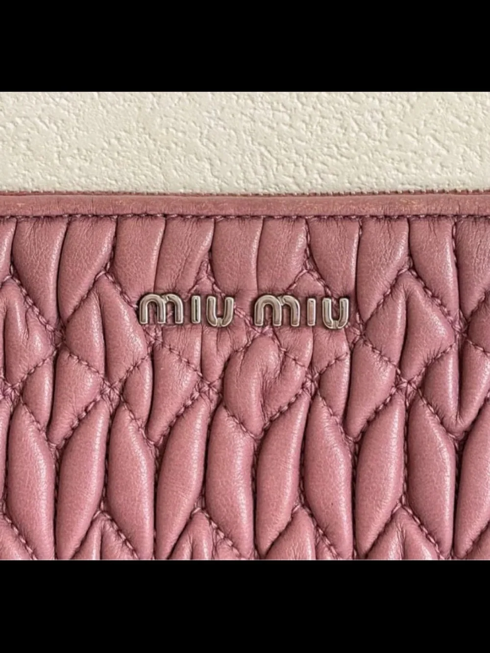 Miu Miu Dusty Pink Quilted Leather Wristlet with Butterfly Charm